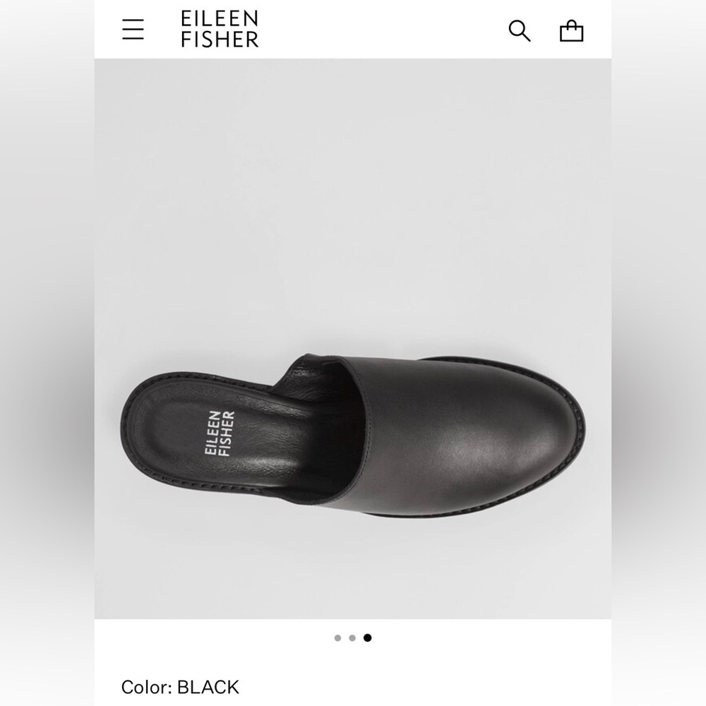 Eileen Fisher Black Leather Mules